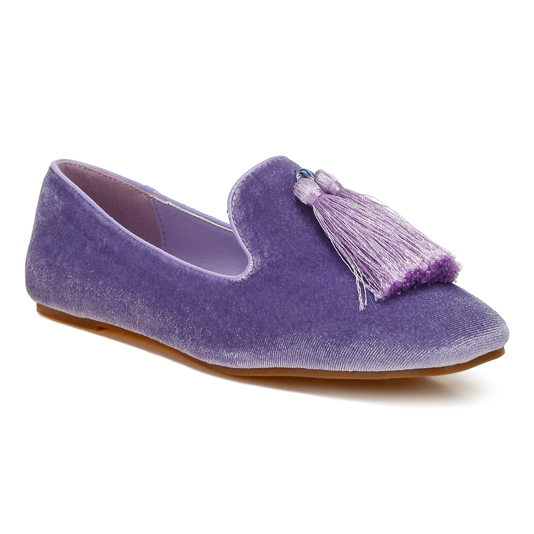 iconic tassel detail velvet loafers#color_lilac