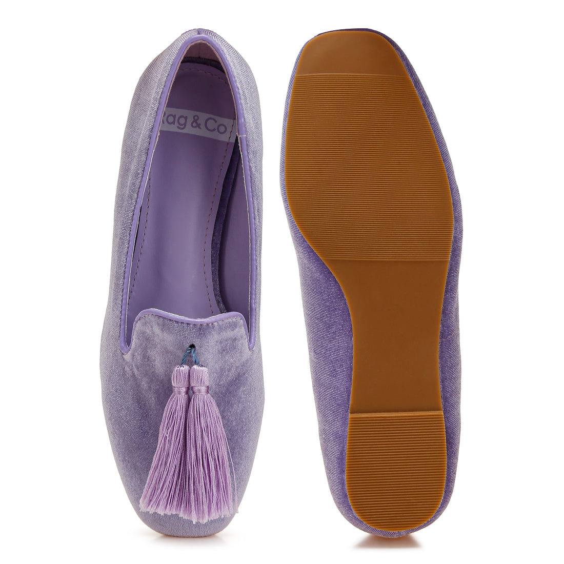 iconic tassel detail velvet loafers#color_lilac