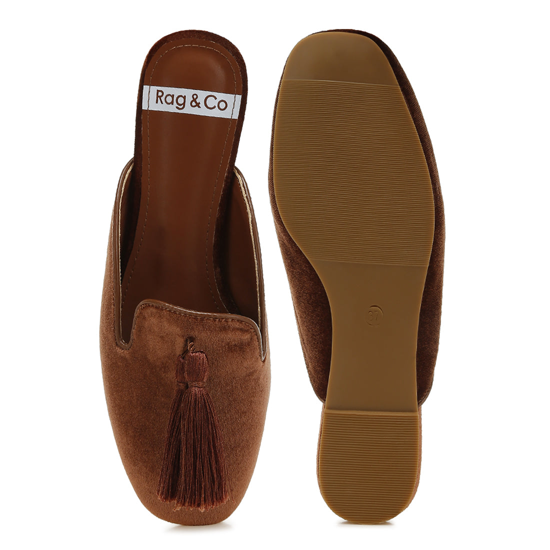 tassel detail velvet mules#color_brown