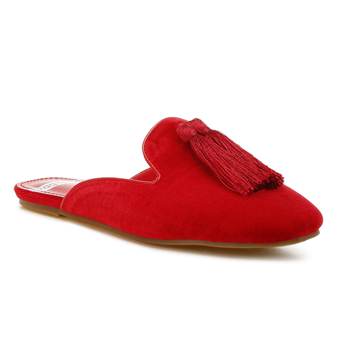 tassel detail velvet mules#color_red