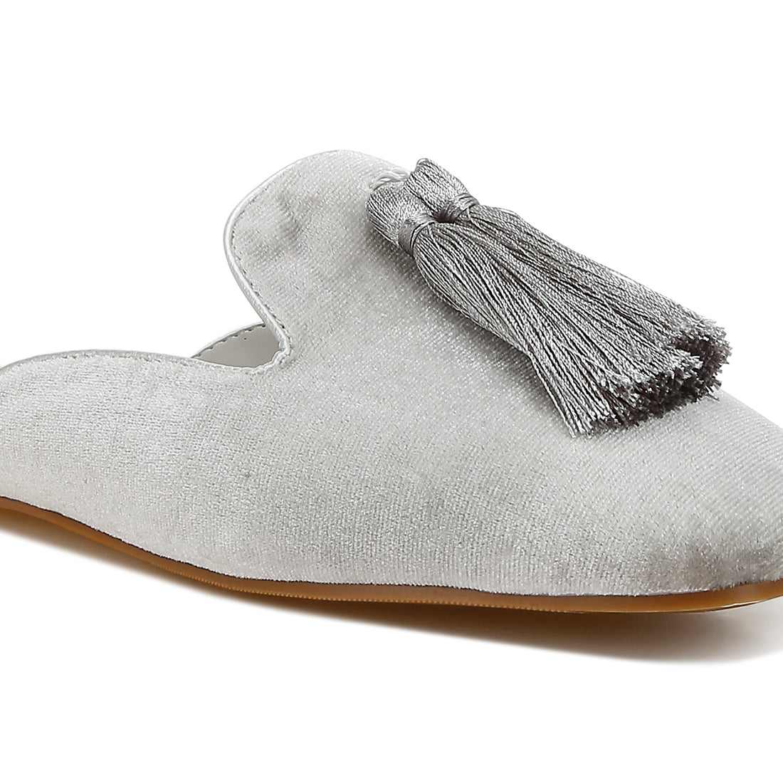 tassel detail velvet mules#color_silver
