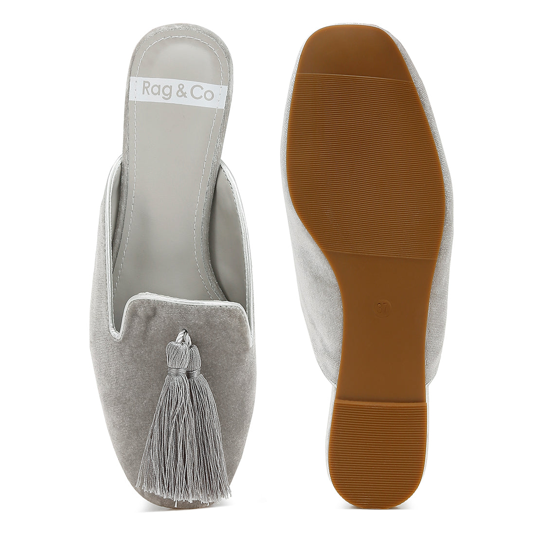 tassel detail velvet mules#color_silver