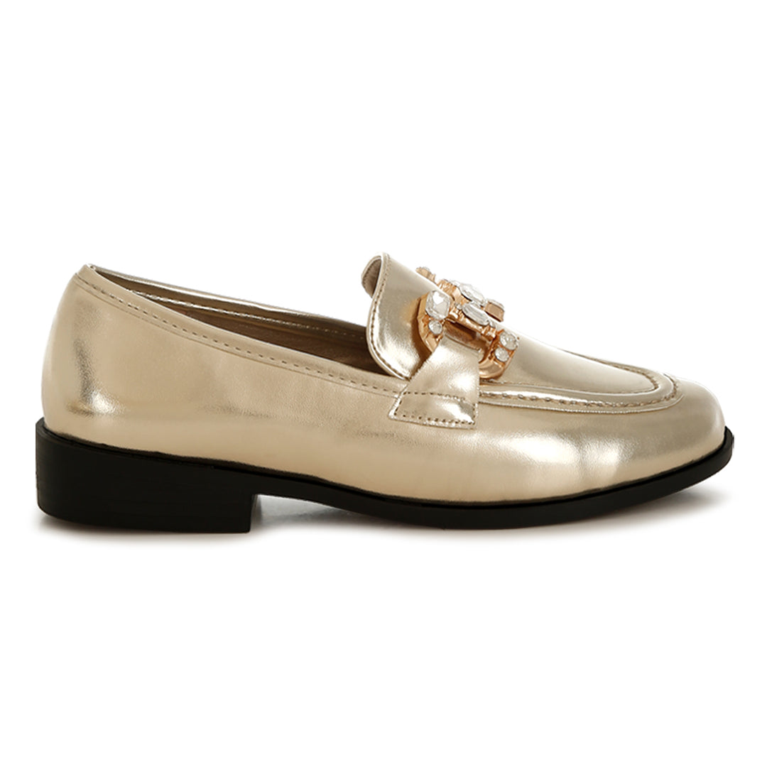 diamante horsebit metallic loafers
#color_gold