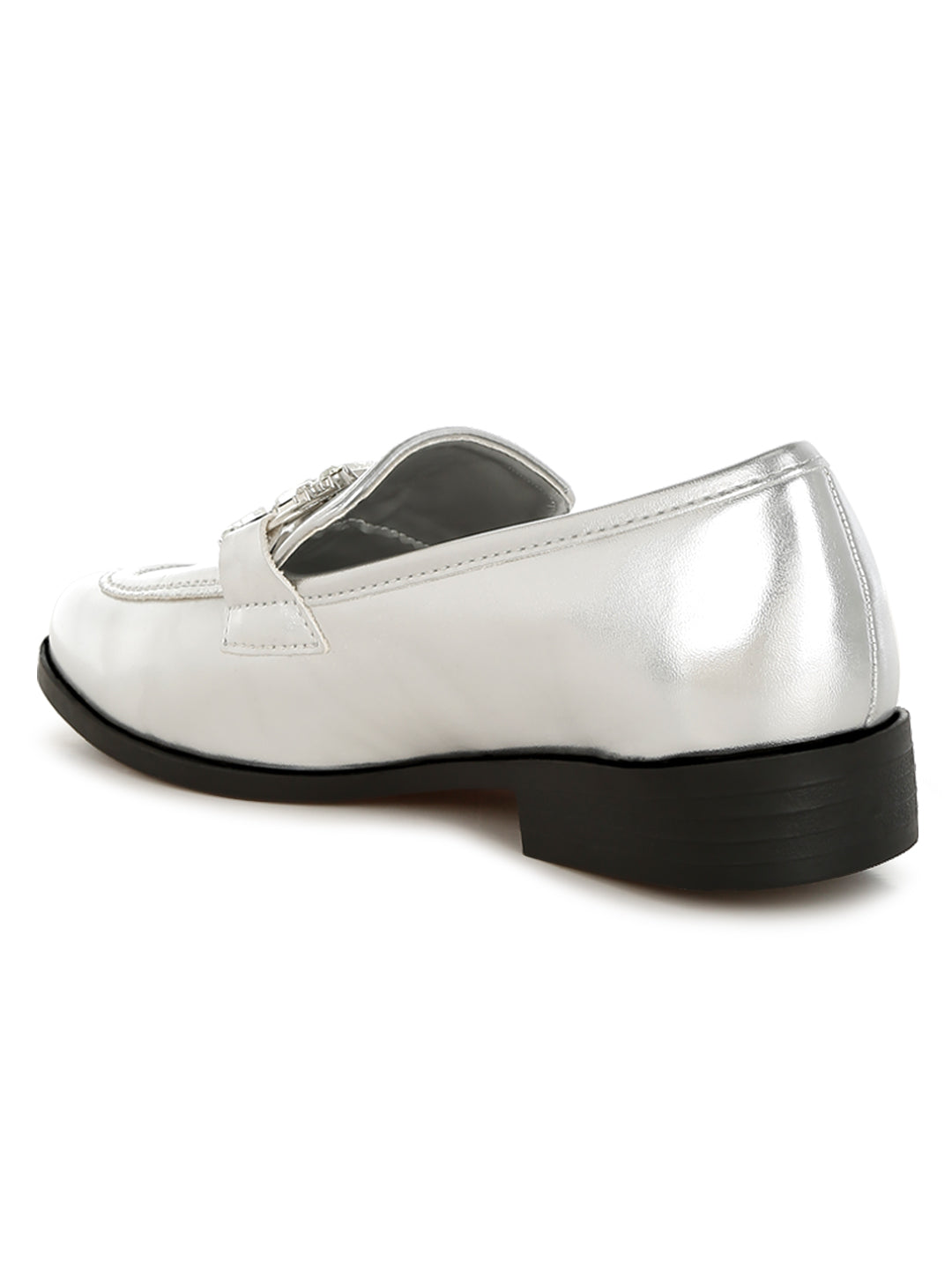 diamante horsebit metallic loafers
#color_silver