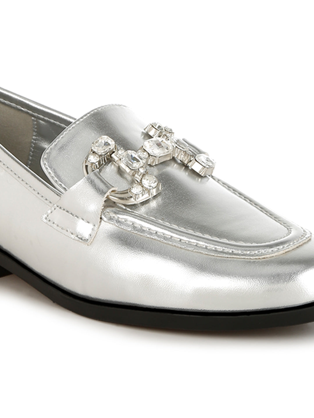 diamante horsebit metallic loafers
#color_silver