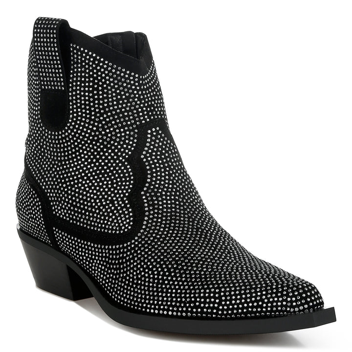 rhinestones embellished cowboy boots#color_black