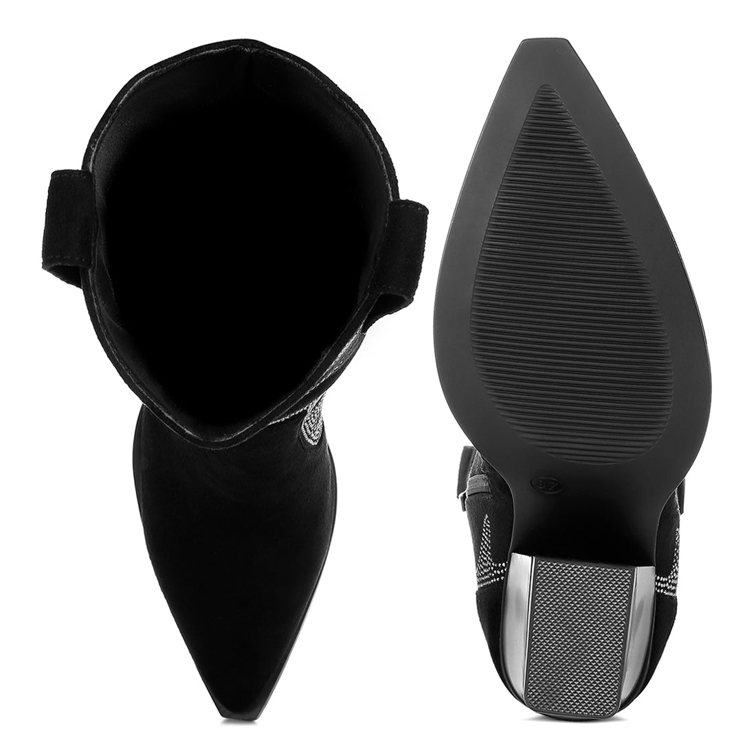 embellished rhinestones calf boots#color_black