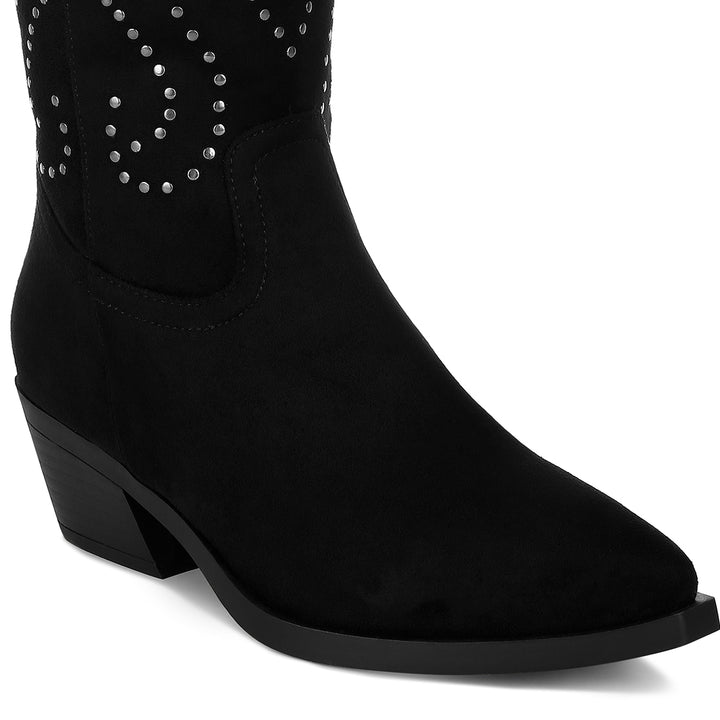 studs embellished cowboy boots#color_black