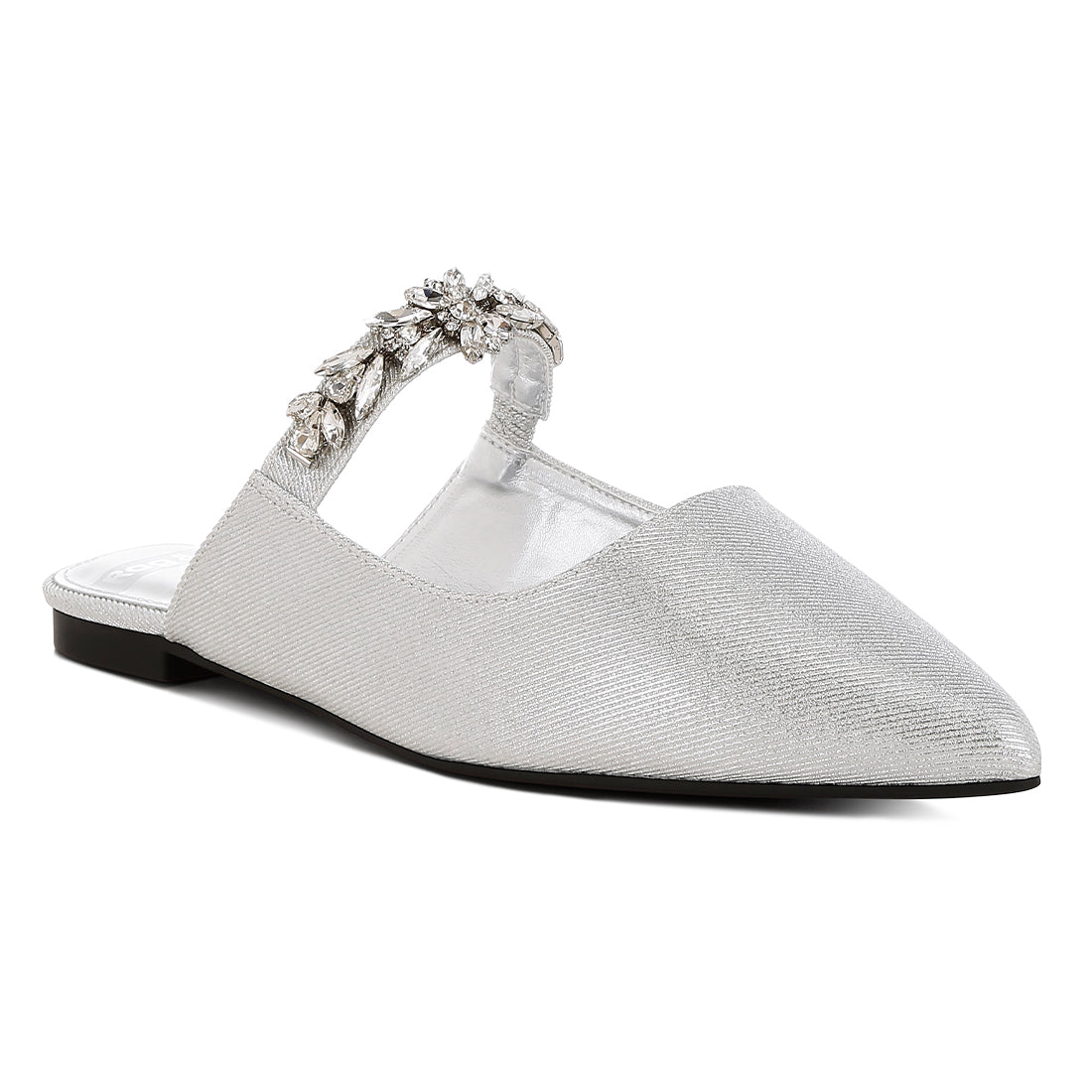 diamante strap glitter mules#color_silver