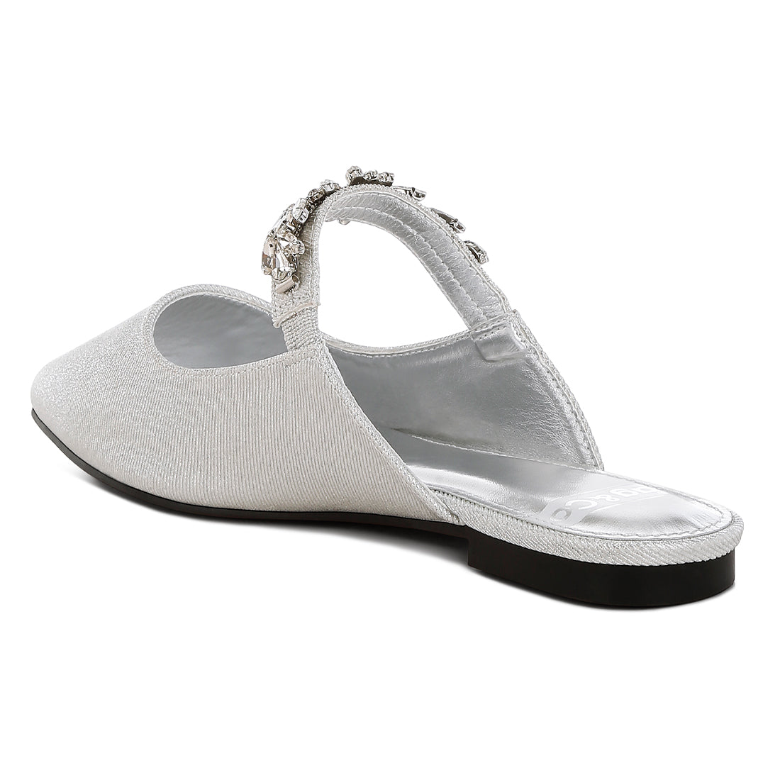 diamante strap glitter mules#color_silver
