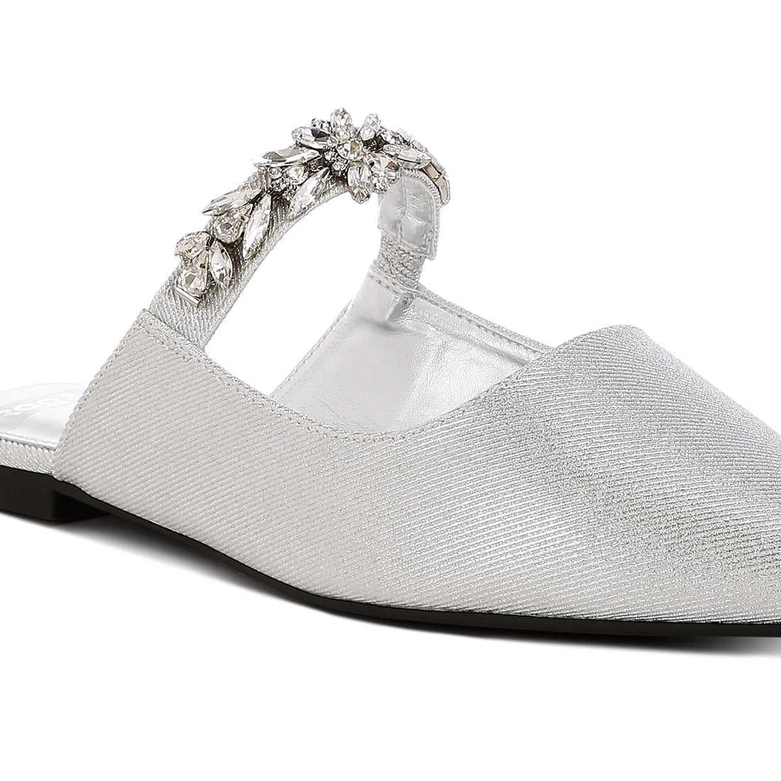diamante strap glitter mules#color_silver