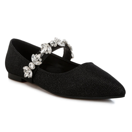 diamante brooch glitter ballerinas#color_black