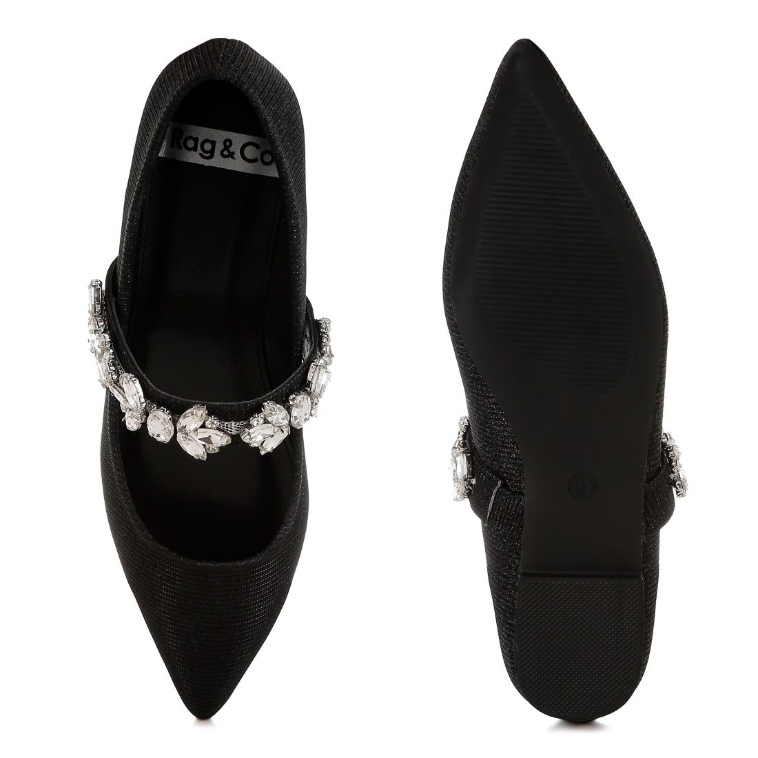 diamante brooch glitter ballerinas#color_black