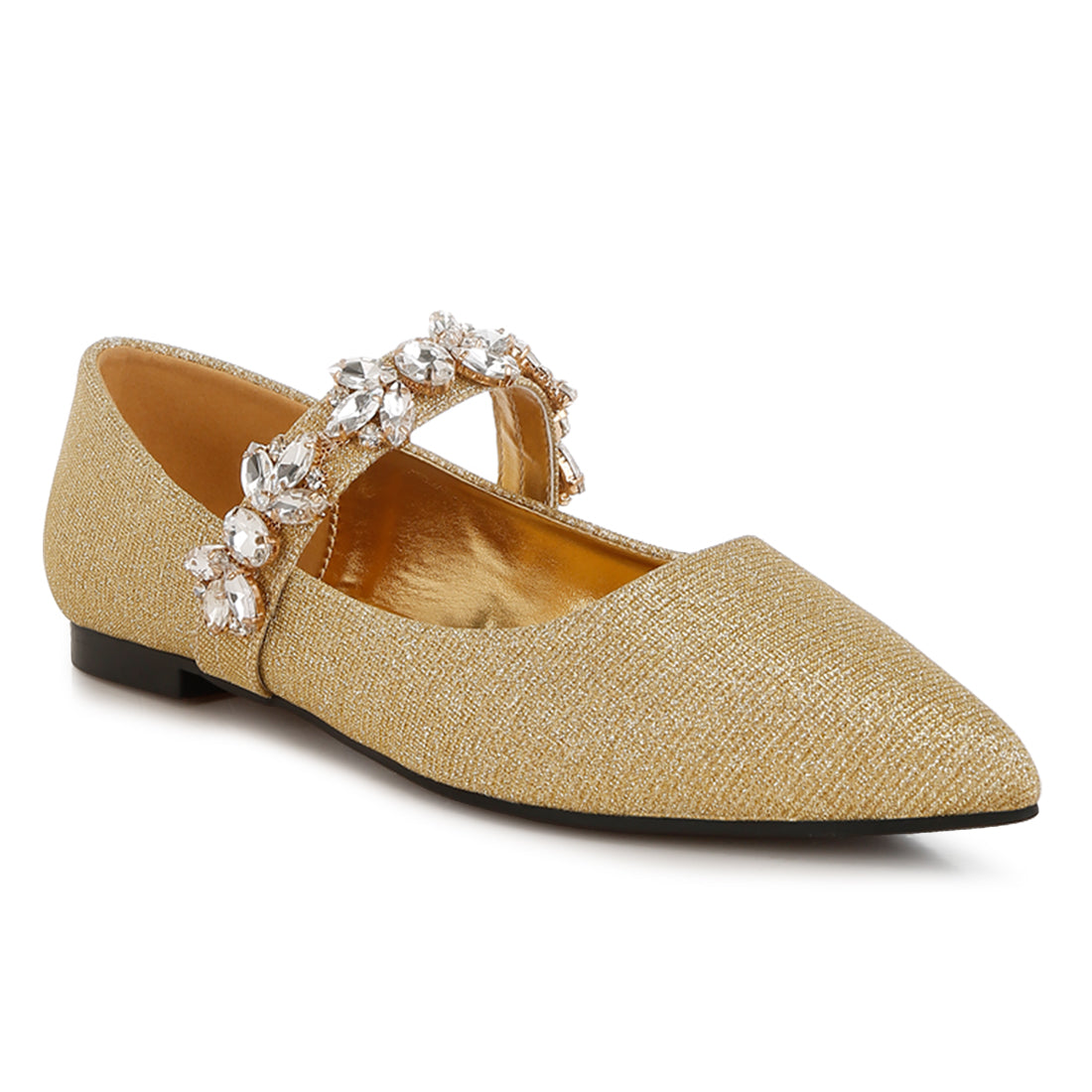 diamante brooch glitter ballerinas#color_gold