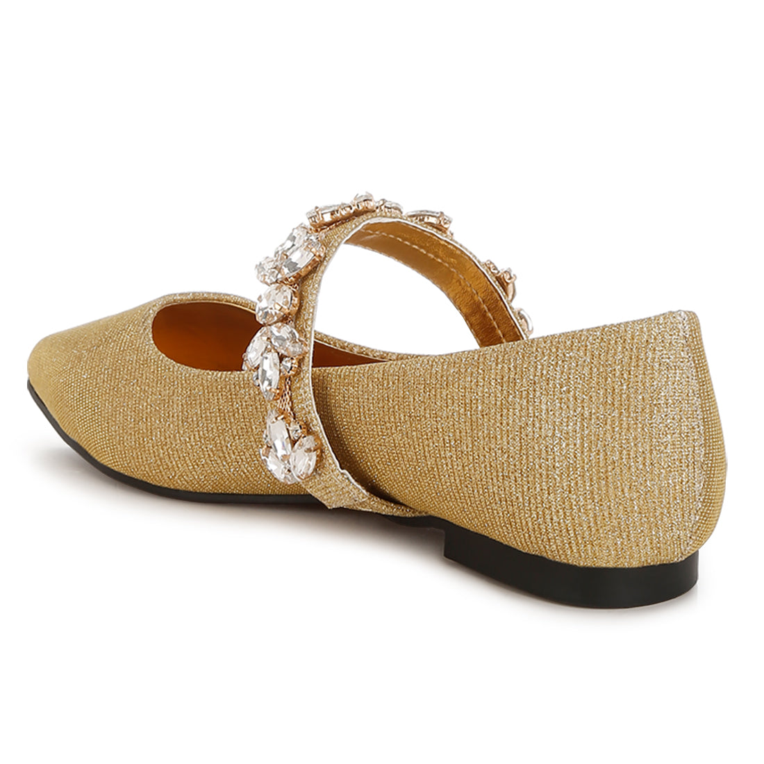 diamante brooch glitter ballerinas#color_gold