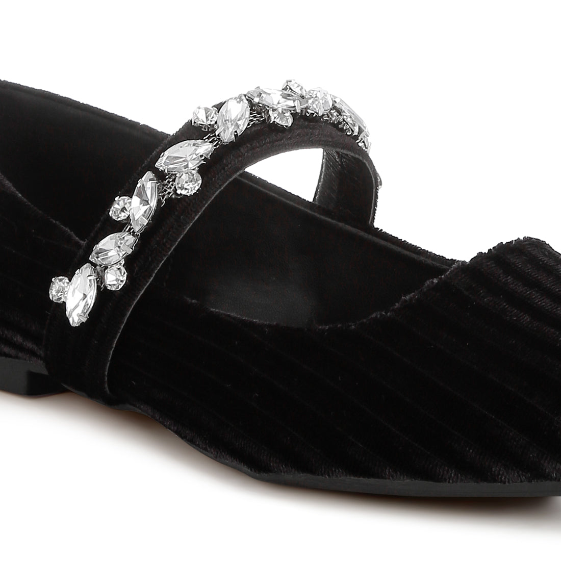 diamante brooch velvet ballerinas#color_black