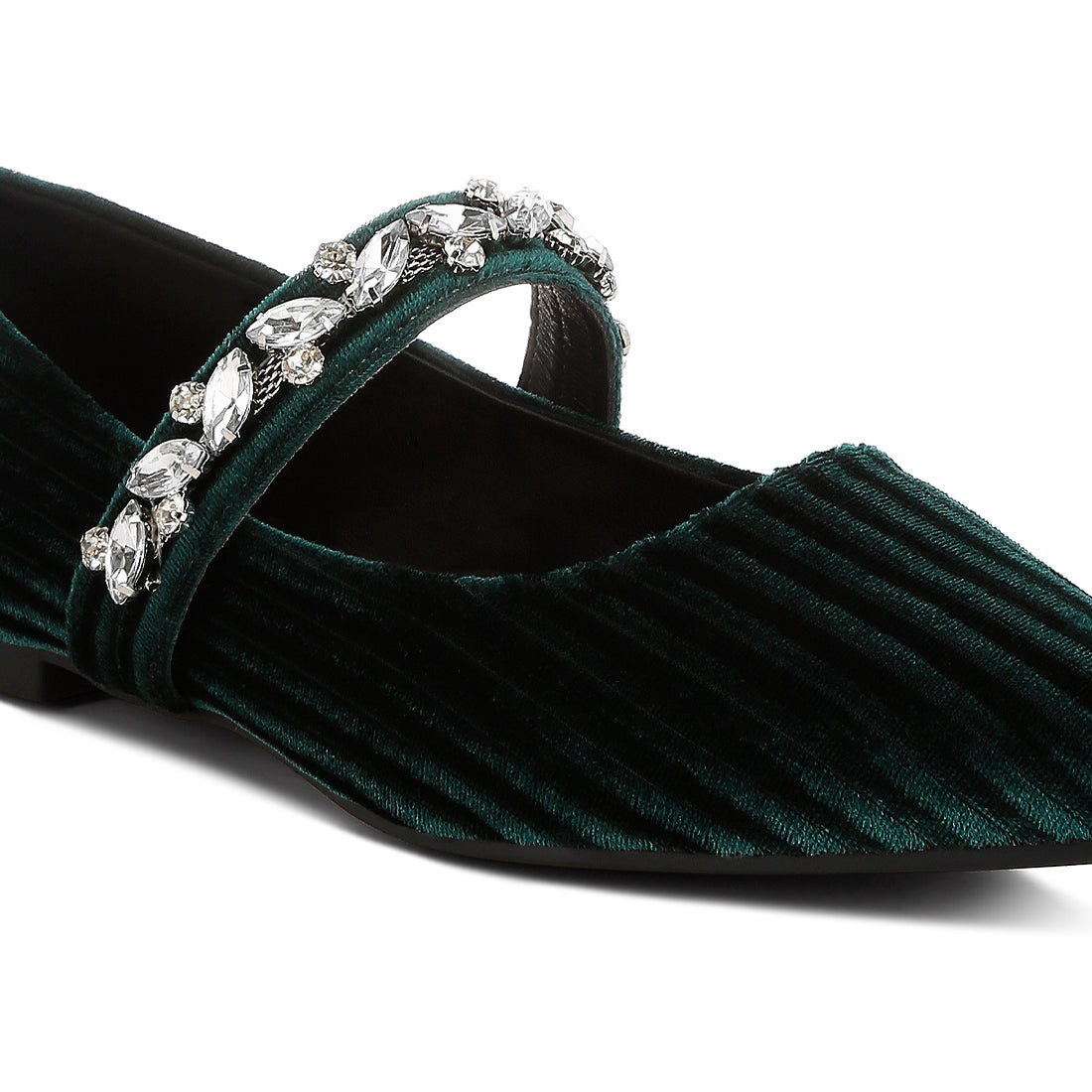 diamante brooch velvet ballerinas#color_green