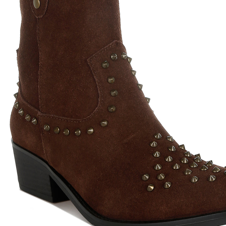 embellished studs cowboy boots#color_brown