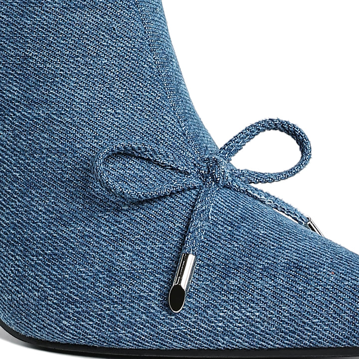 bow detail denim ankle boots#color_denim