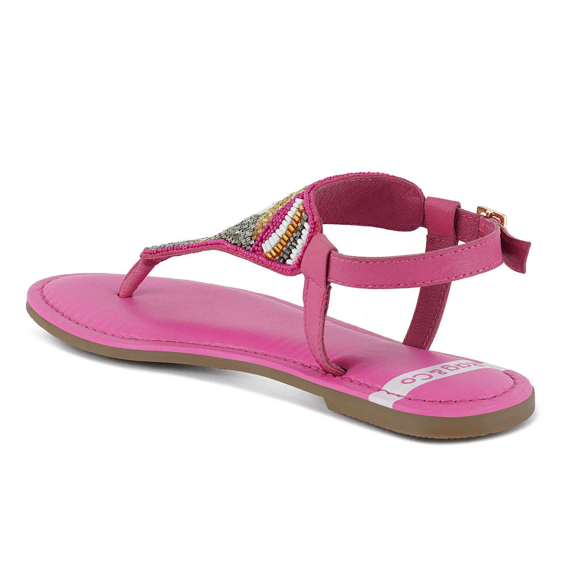 pin buckle beaded flat sandals#color_fuchsia