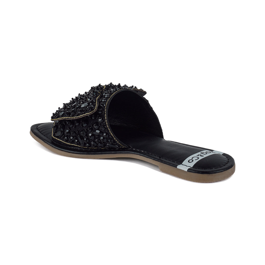 big bow beaded flats#color_black