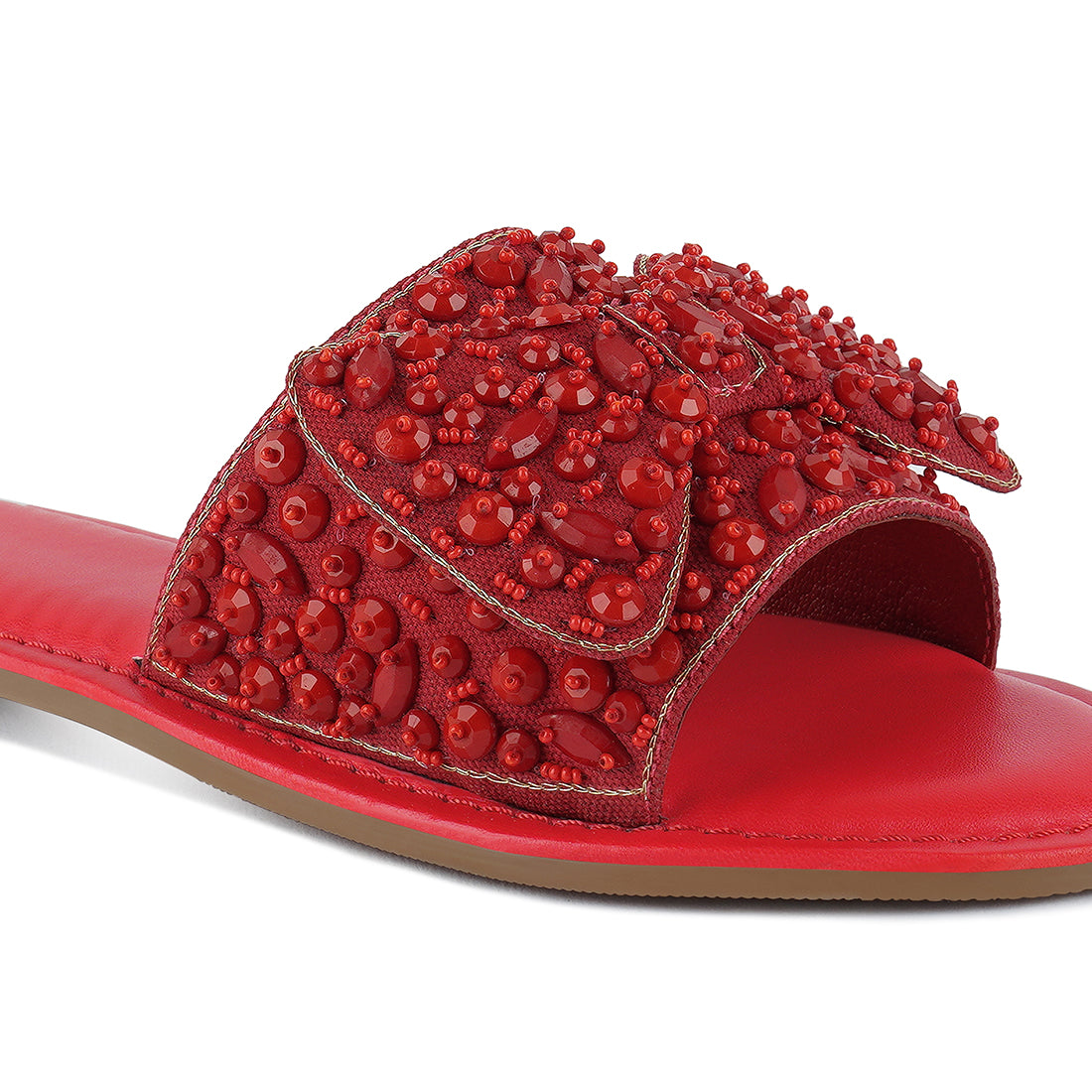 big bow beaded flats#color_red