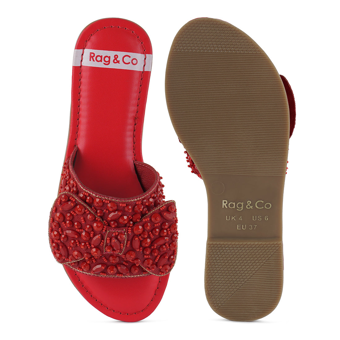 big bow beaded flats#color_red