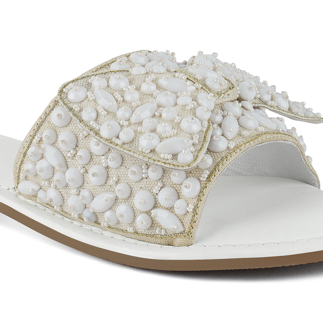 big bow beaded flats#color_white