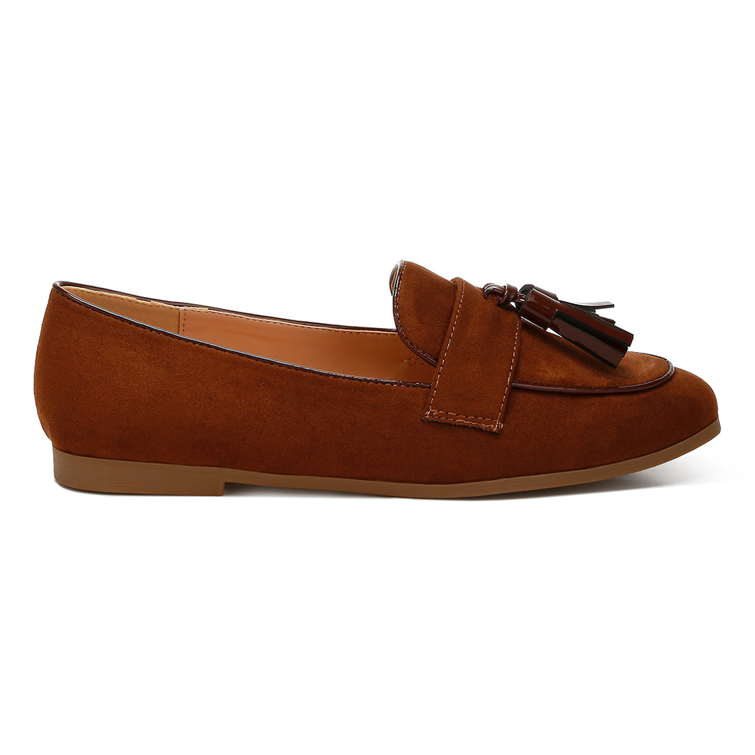 micro suede tassel loafers
#color_brown