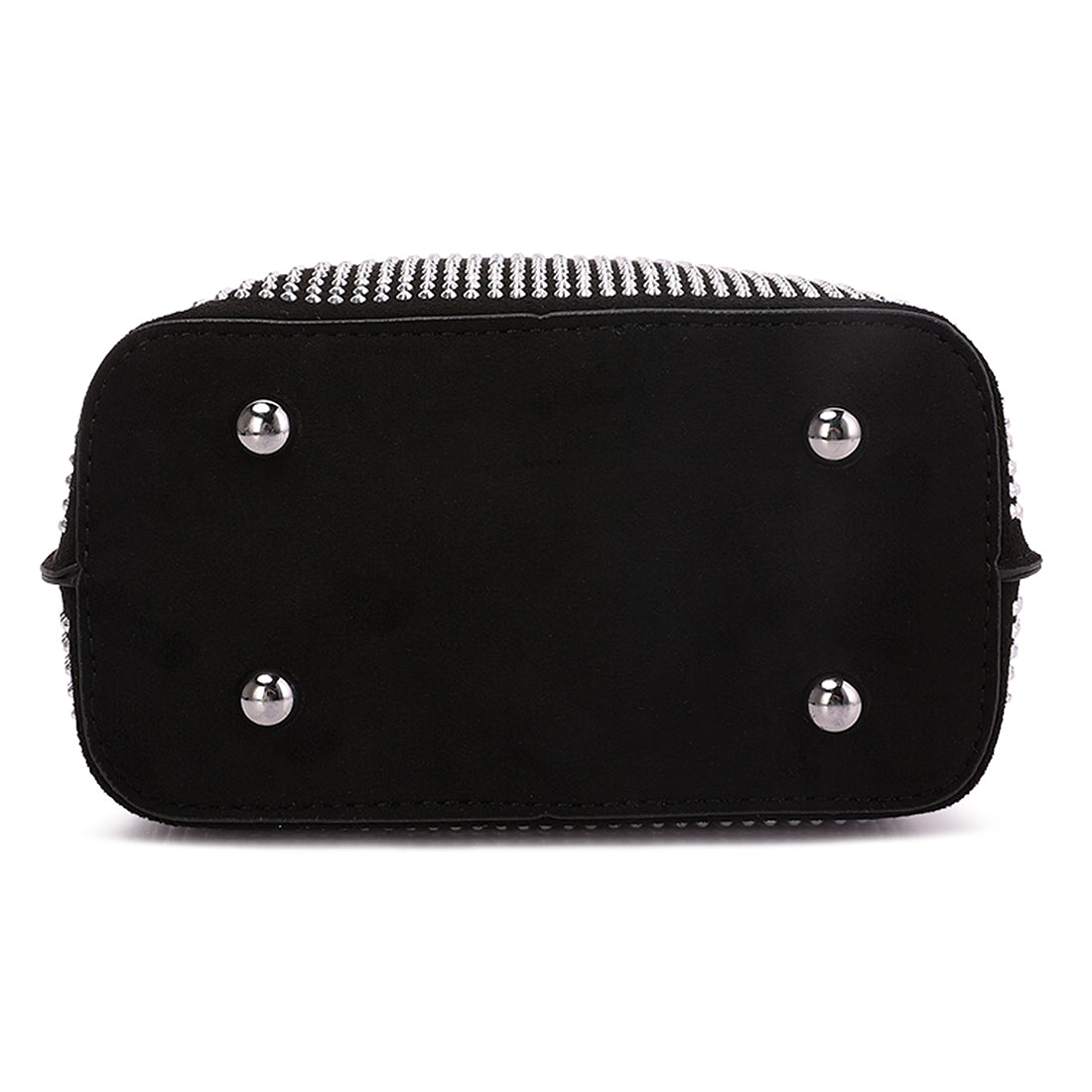 rhinestone embellished crossbody sling bag#color_silver