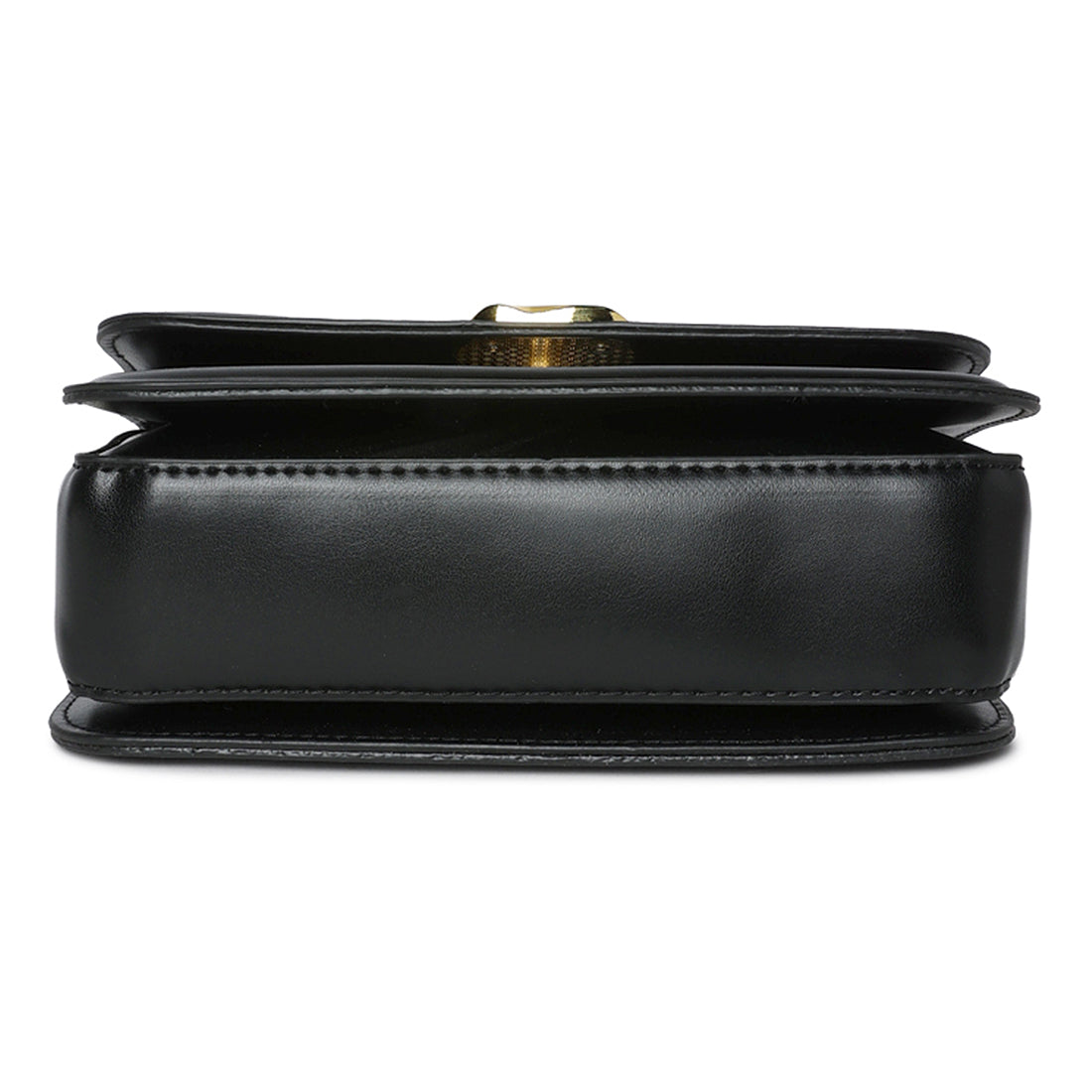 classic gold buckle sling bag#color_black