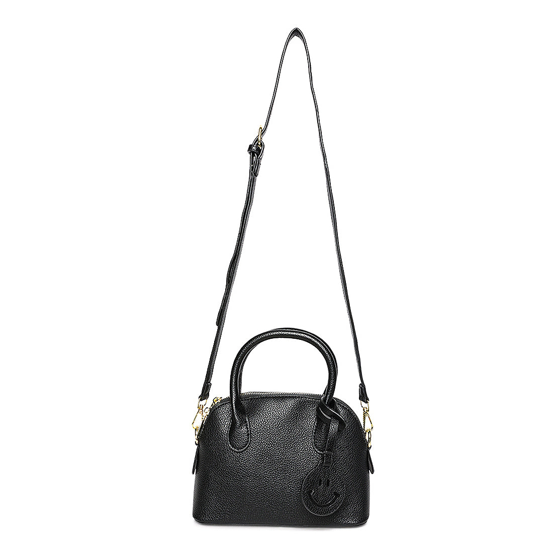 smiley bag tag shoulder bag#color_black