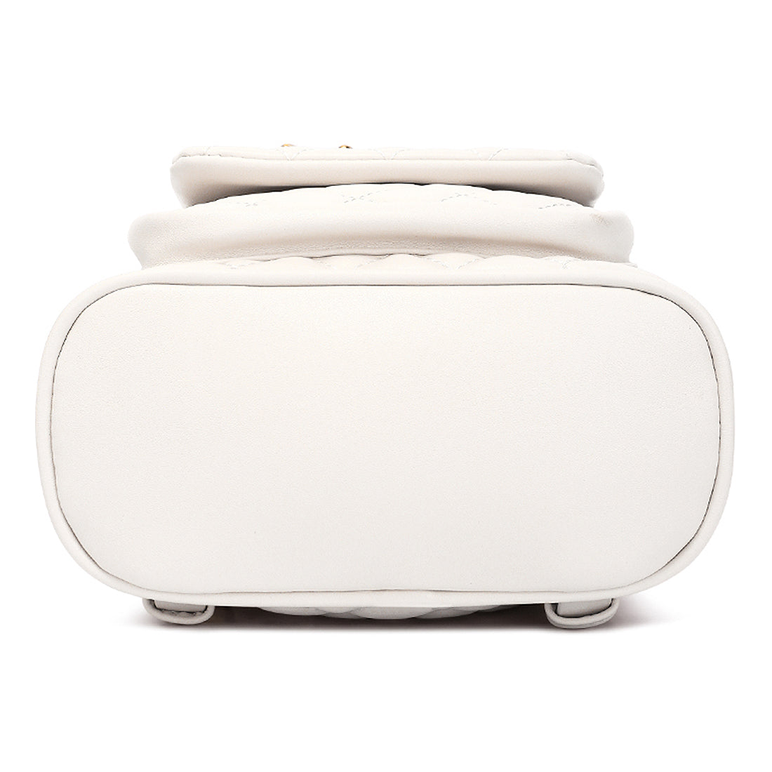 faux leather bucket backpack#color_white