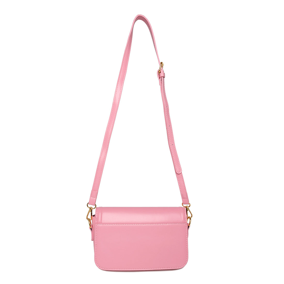 classic gold buckle sling bag#color_pink