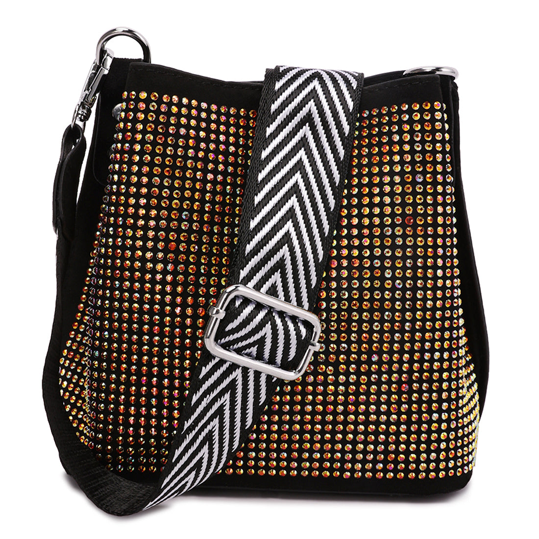 rhinestone embellished crossbody sling bag#color_multi