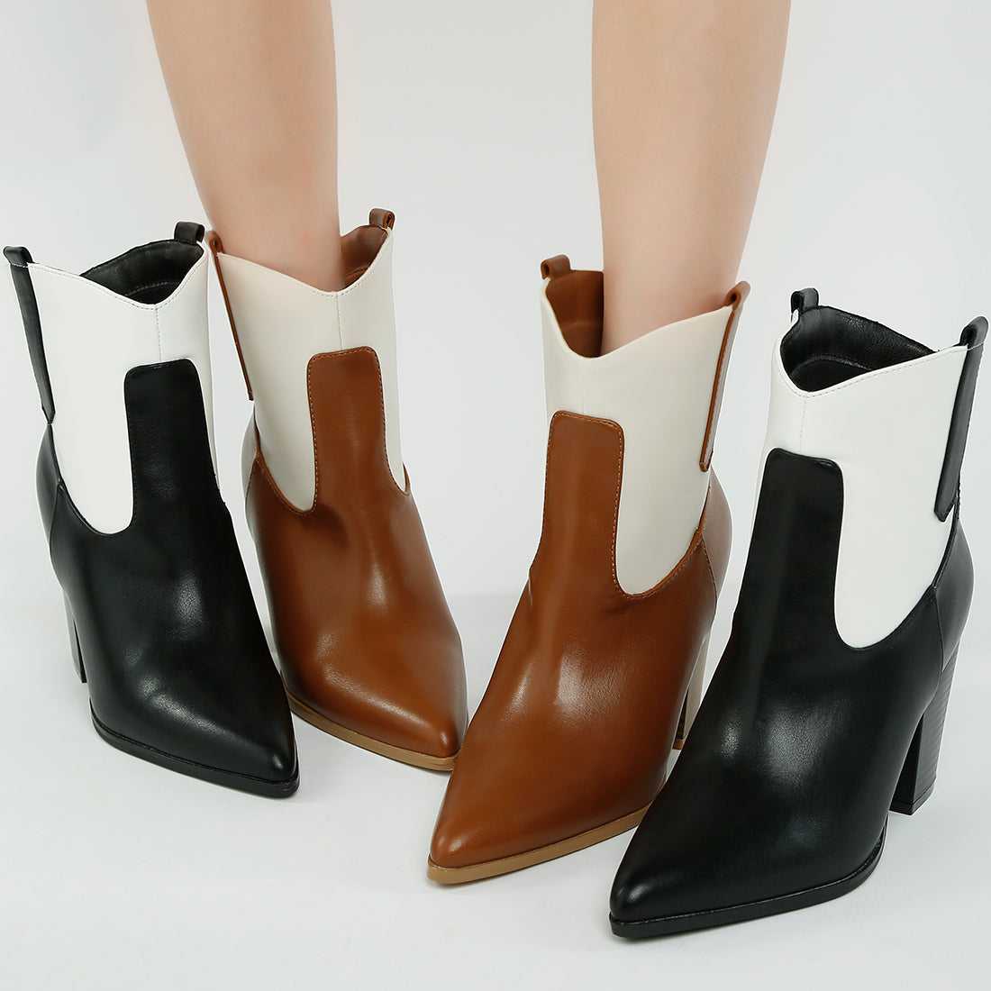 two tone cowboy boots#color_tan