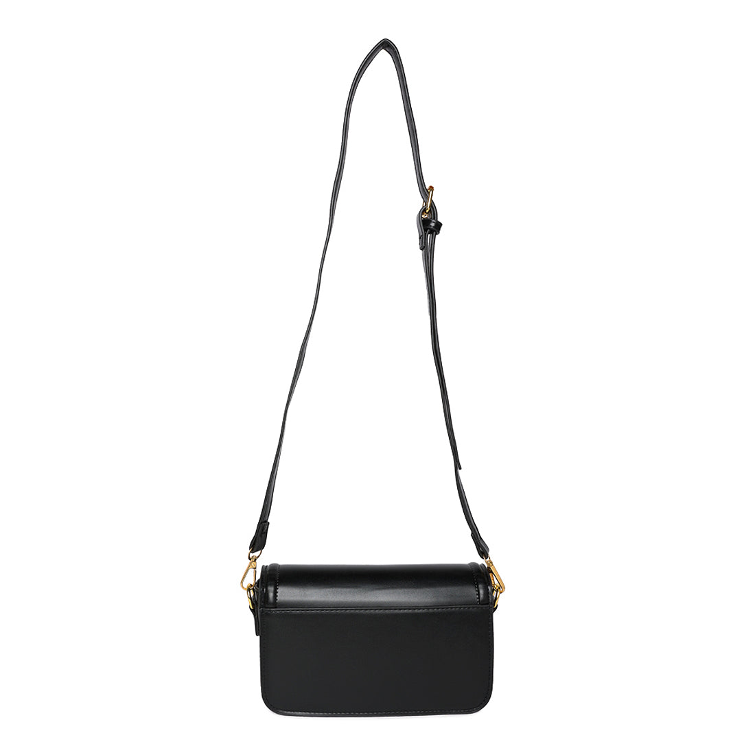 classic gold buckle sling bag#color_black