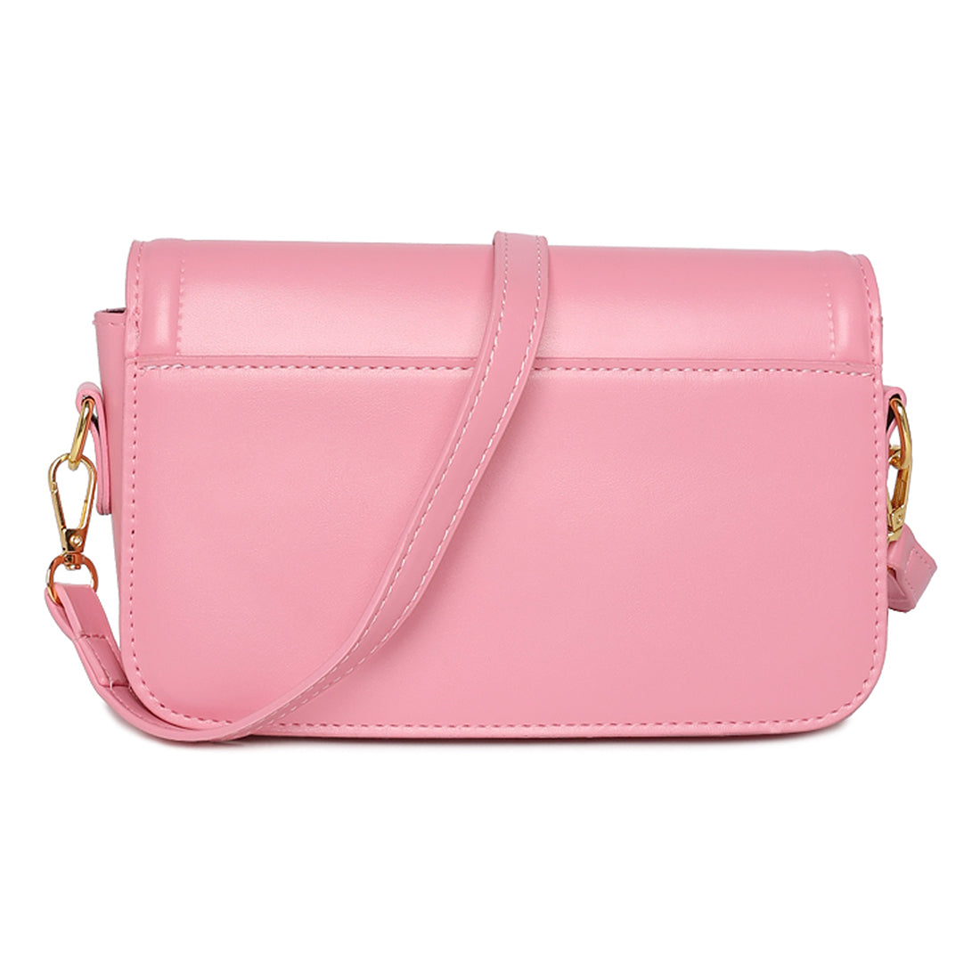 classic gold buckle sling bag#color_pink