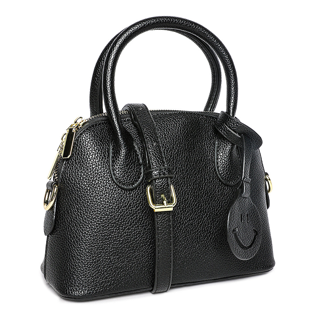 smiley bag tag shoulder bag#color_black