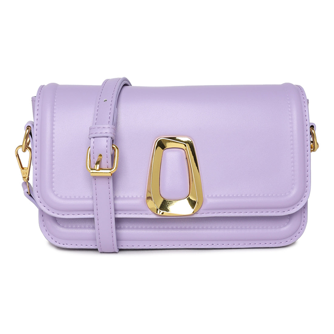 classic gold buckle sling bag#color_purple