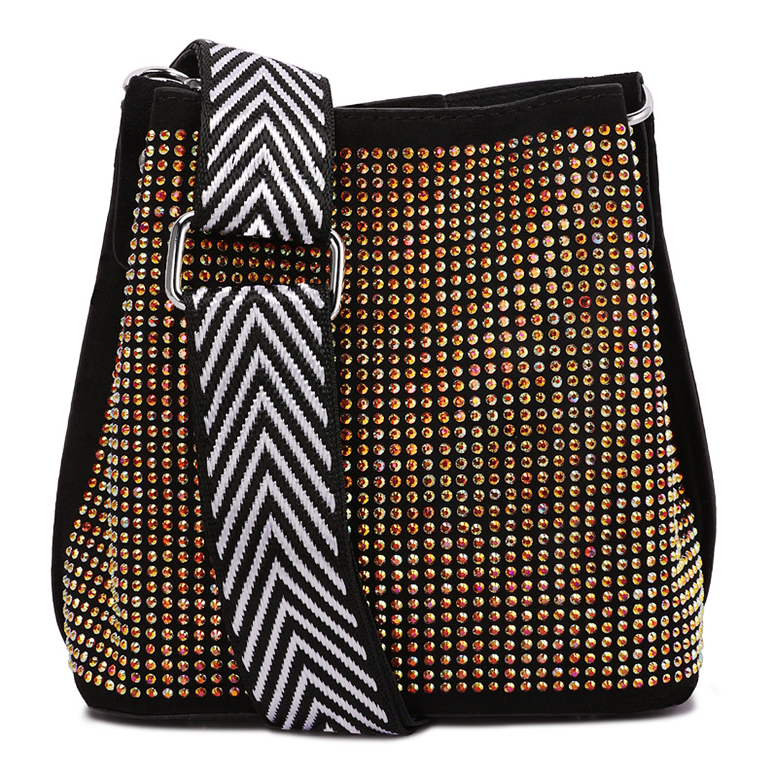 rhinestone embellished crossbody sling bag#color_multi