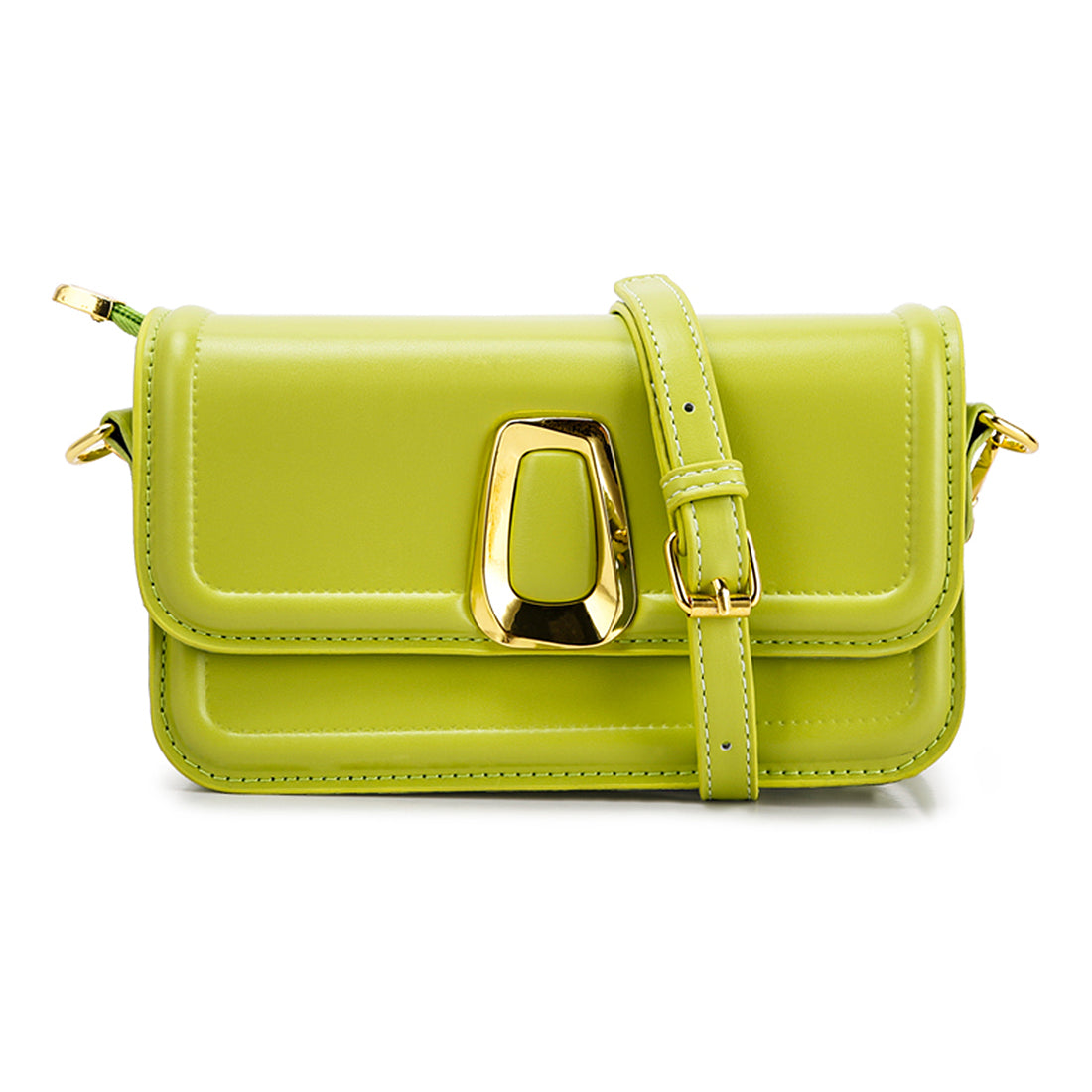 classic gold buckle sling bag#color_green