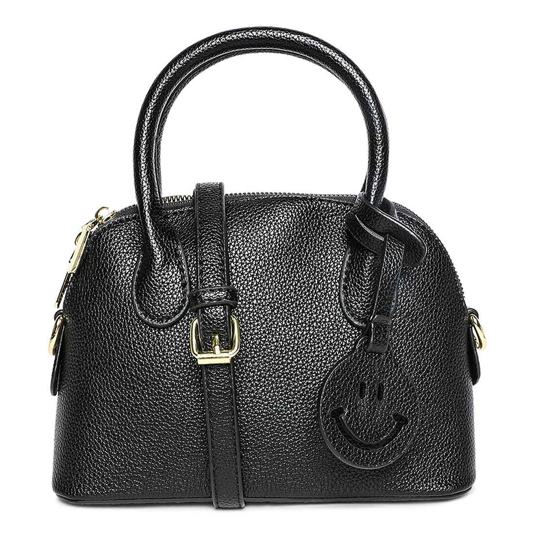smiley bag tag shoulder bag#color_black