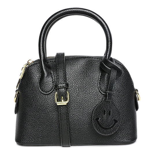 smiley bag tag shoulder bag#color_black