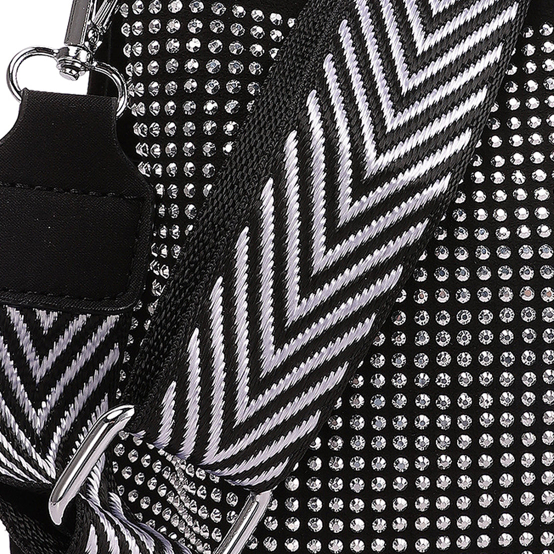 rhinestone embellished crossbody sling bag#color_silver