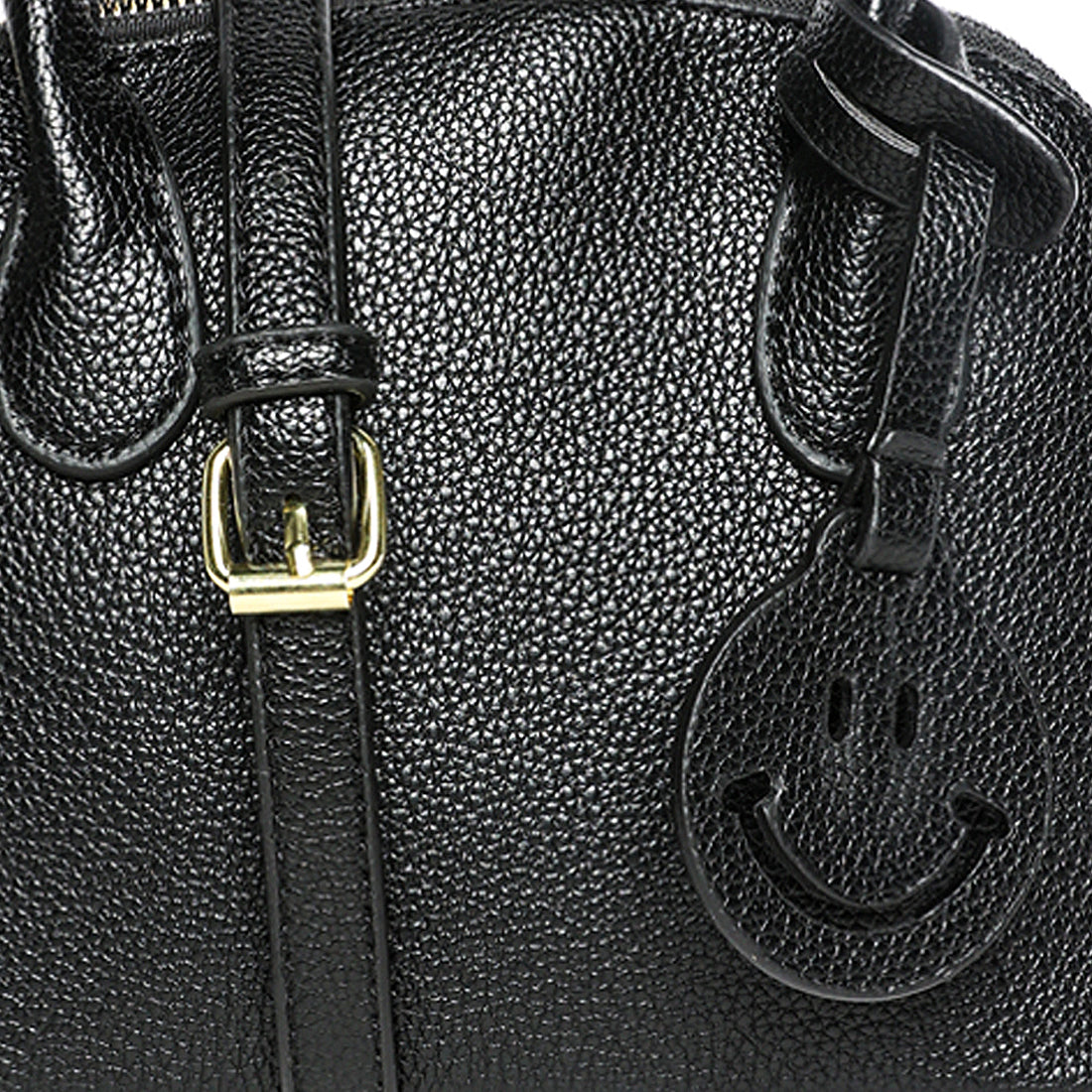 smiley bag tag shoulder bag#color_black
