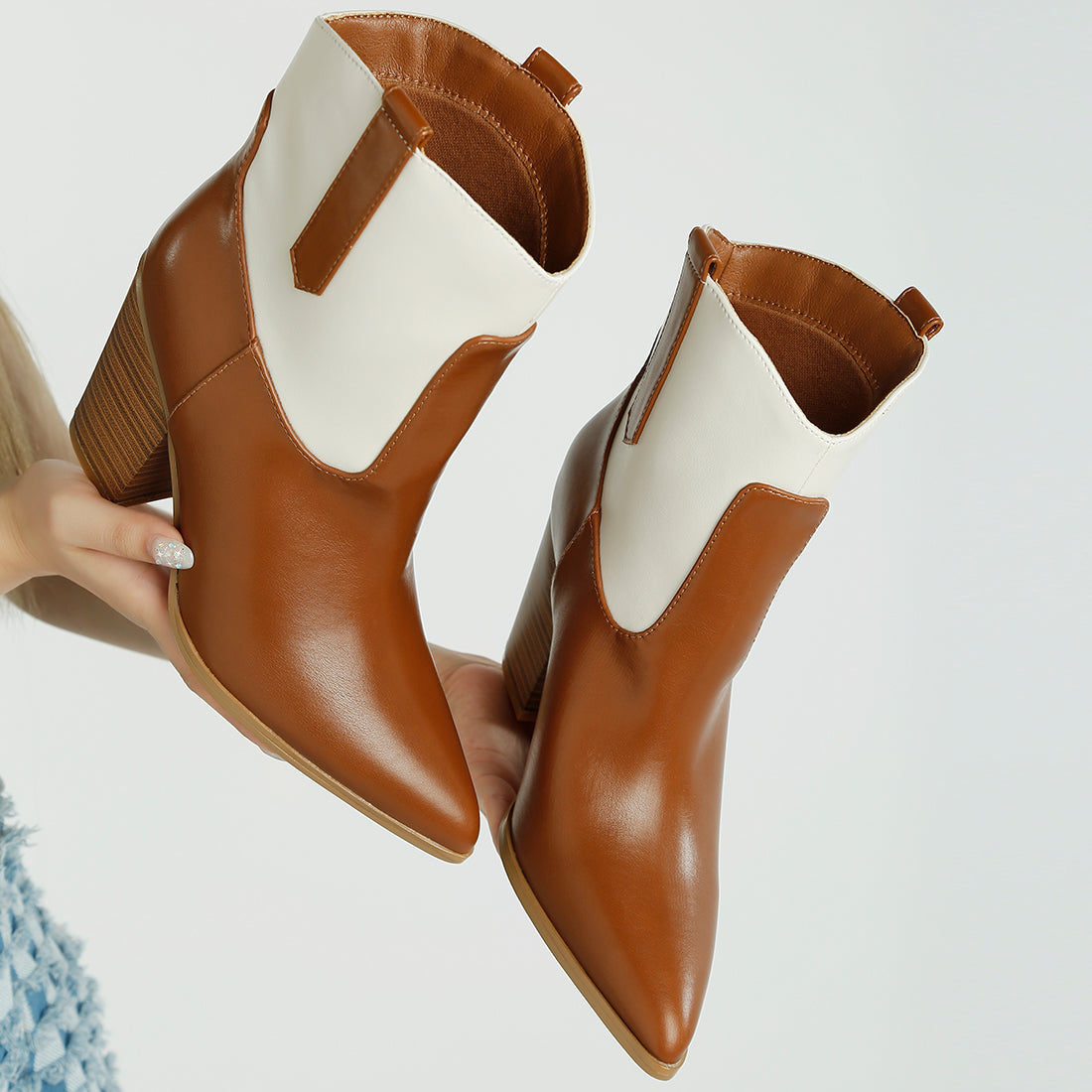 two tone cowboy boots#color_tan