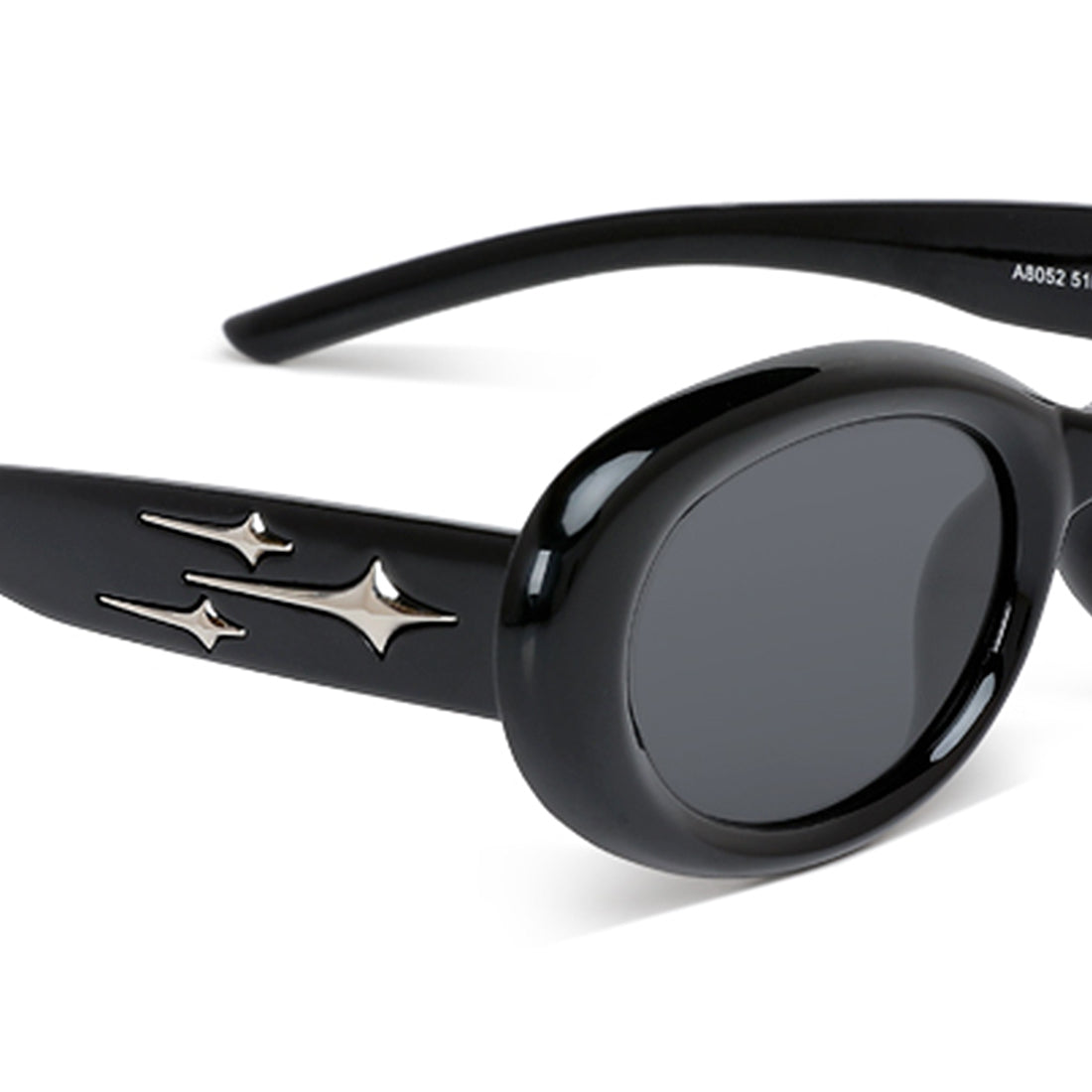 metallic stars oval sunglasses#color_black