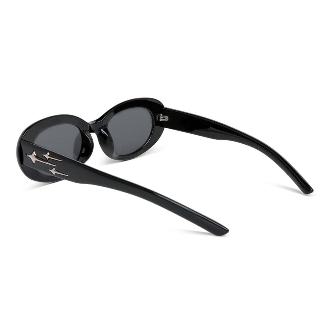 metallic stars oval sunglasses#color_black