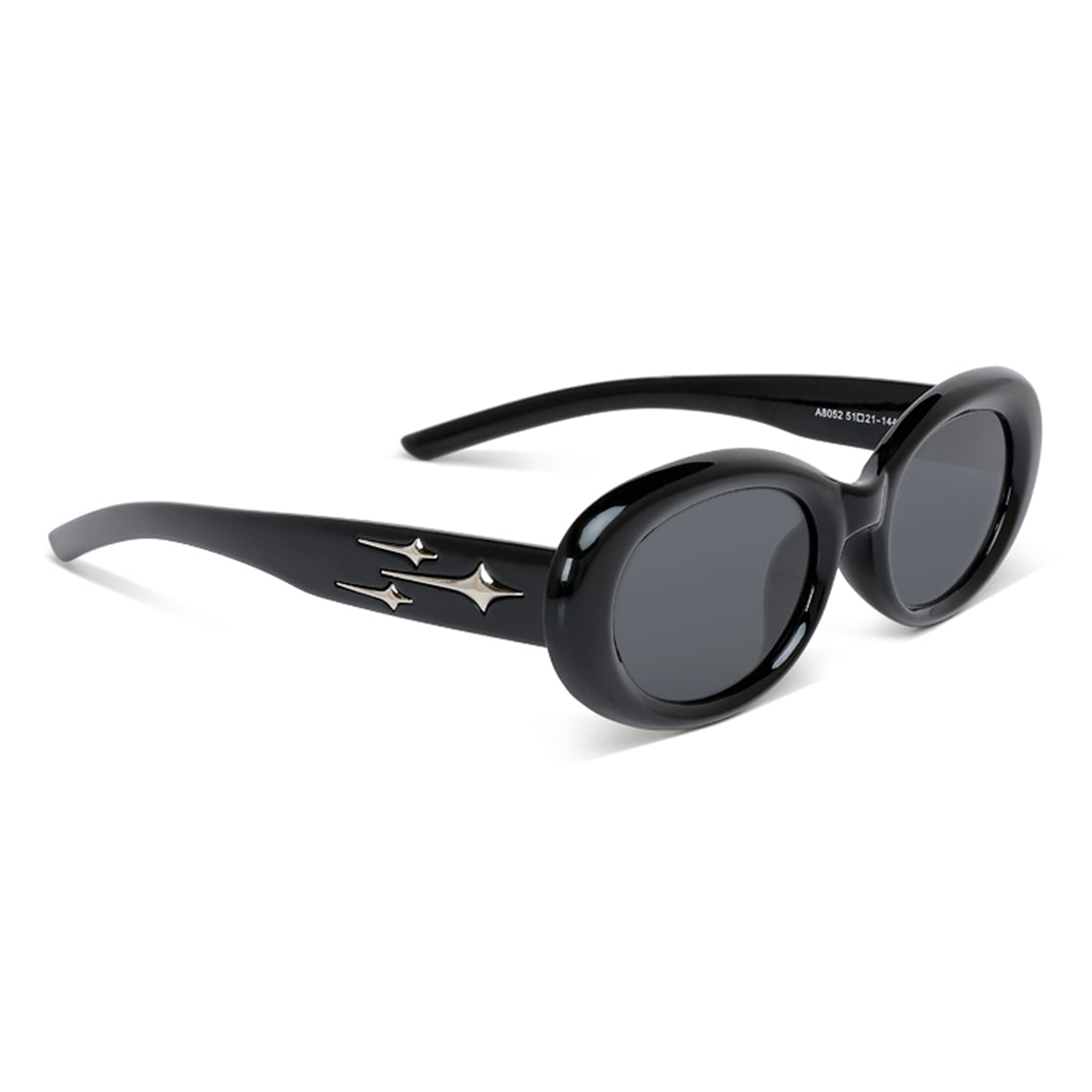 metallic stars oval sunglasses#color_black